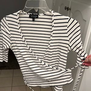 Topshop stripped wrap top